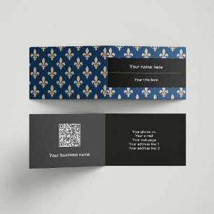 Tarjeta De Visita Patrón Fleur de Lis, francés, real, crema, azul