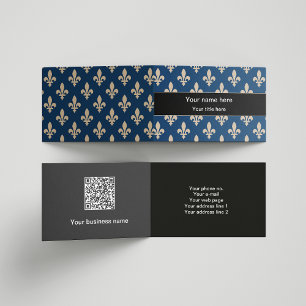 Tarjeta De Visita Patrón Fleur de Lis, francés, real, crema, azul