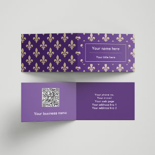 Tarjeta De Visita Patrón Fleur de Lis, francés, real, crema, púrpura
