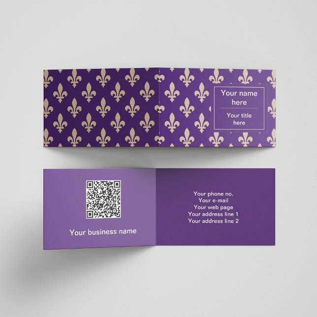 Tarjeta De Visita Patrón Fleur de Lis, francés, real, crema, púrpura (Subido por el creador)