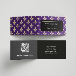 Tarjeta De Visita Patrón Fleur de Lis, francés, real, crema, púrpura