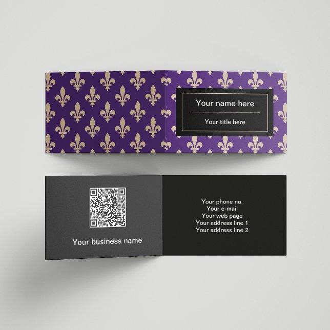 Tarjeta De Visita Patrón Fleur de Lis, francés, real, crema, púrpura (Subido por el creador)