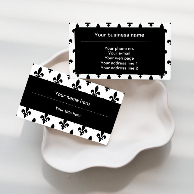 Tarjeta De Visita Patrón Fleur de Lis, francés, real, negro (Subido por el creador)