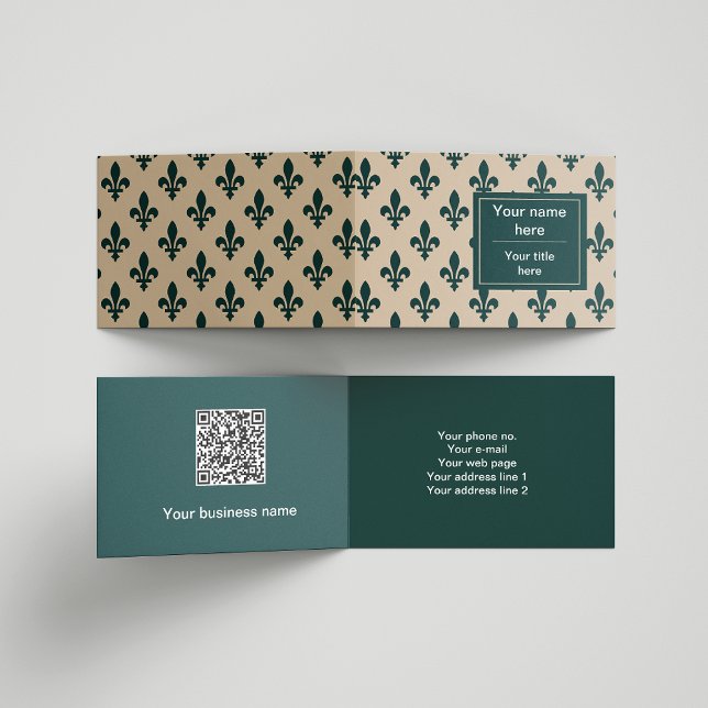 Tarjeta De Visita Patrón Fleur de Lis, francés, real, verde (Subido por el creador)