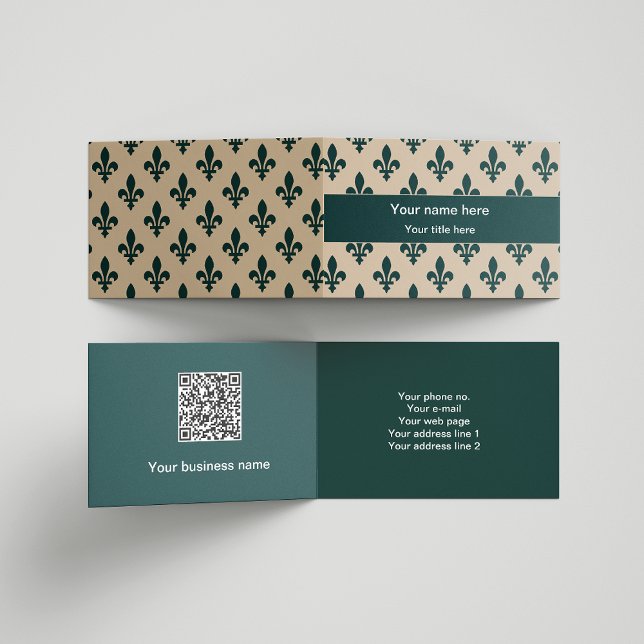 Tarjeta De Visita Patrón Fleur de Lis, francés, real, verde (Subido por el creador)