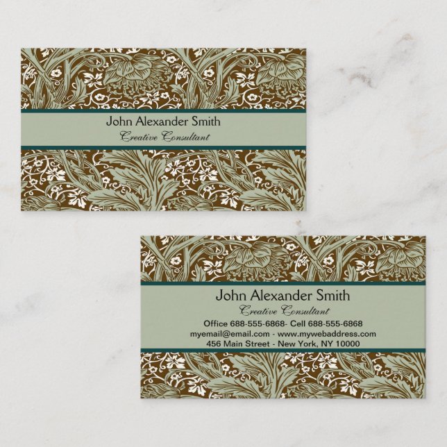 Tarjeta De Visita Patrón Floral Clásico Arcadia de William Morris (Anverso / Reverso)