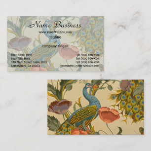 Tarjeta De Visita Patrón Floral de Amapola Pavo Real Art Nouveau Ant