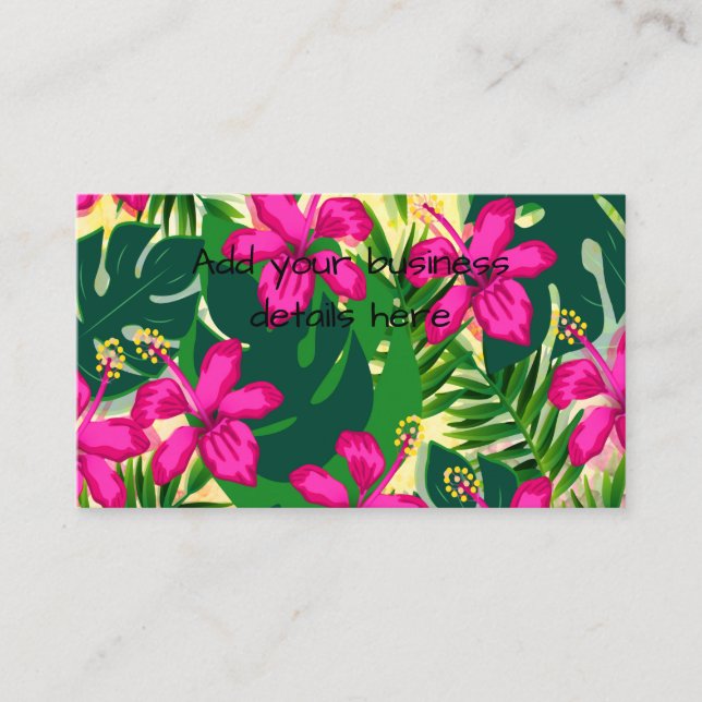 Tarjeta De Visita Patrón floral de estilo hawaiano tropical (Anverso)