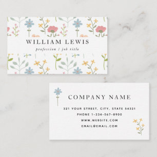 Tarjeta De Visita Patrón floral de flores silvestres acuáticas