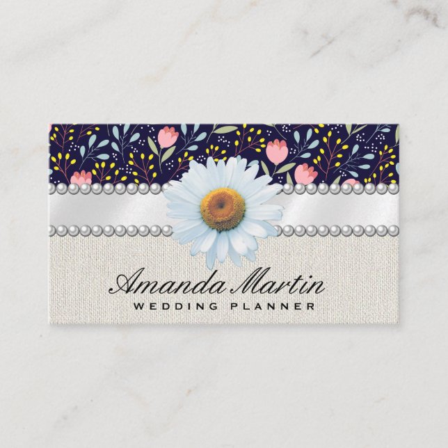 Tarjeta De Visita Patrón floral de moda (Anverso)