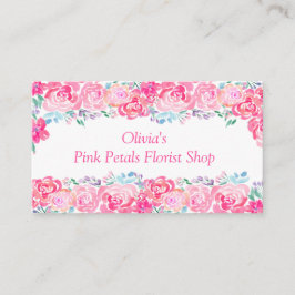 Tarjeta De Visita Patrón floral de rosa en acuarela