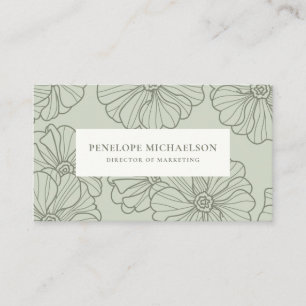 Tarjeta De Visita Patrón floral de salvia de moda
