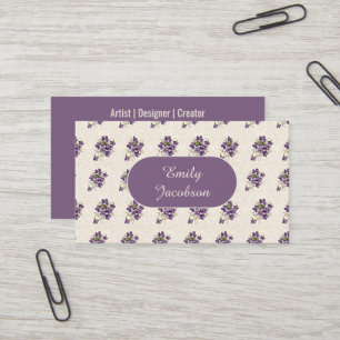 Tarjeta De Visita Patrón floral de violeta Art Nouveau