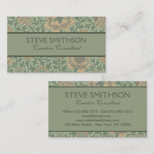 Tarjeta De Visita Patrón floral de William Morris Grafton en verde s
