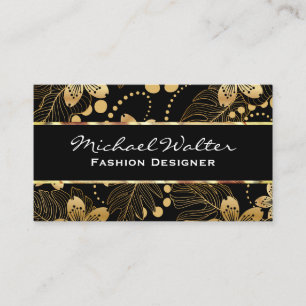 Tarjeta De Visita Patrón floral dorado
