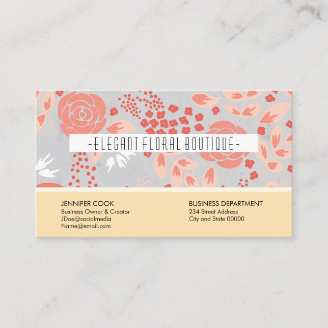 Tarjeta De Visita Patrón floral elegante (Anverso)