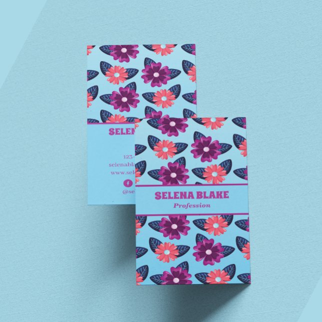 Tarjeta De Visita Patrón floral elegante | Vertical moderno (Subido por el creador)