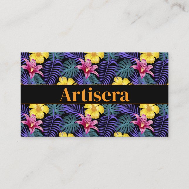 Tarjeta De Visita Patrón floral estilizado artístico (Anverso)