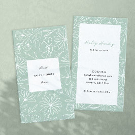 Tarjeta De Visita Patrón floral florista Minimalista moderno Verde