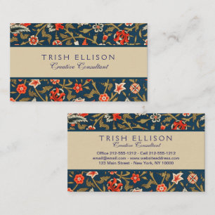 Tarjeta De Visita Patrón Floral Indo-Persa Bohemio Antiguo Rojo