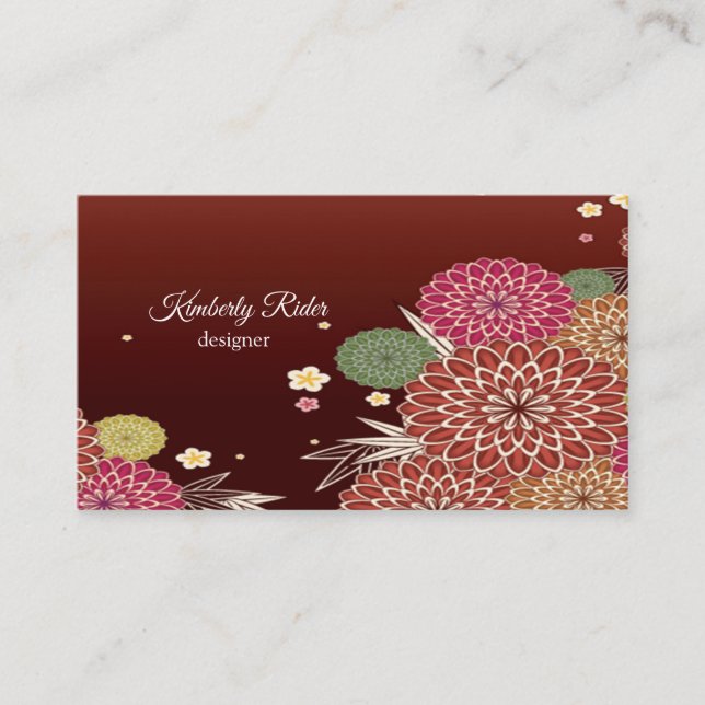Tarjeta De Visita Patrón floral japonés (Anverso)