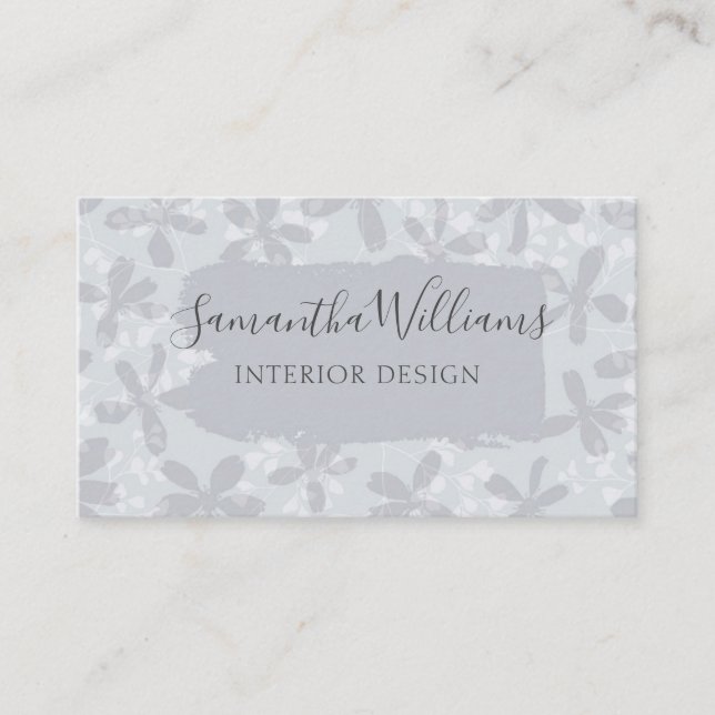 Tarjeta De Visita Patrón floral moderno Moda gris (Anverso)