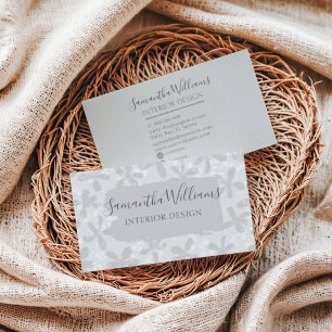 Tarjeta De Visita Patrón floral moderno Moda gris