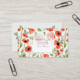Tarjeta De Visita Patrón floral Naranja Poppies Elegantes