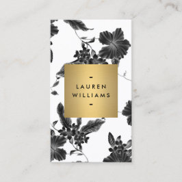 Tarjeta De Visita Patrón floral negro vintage vertical