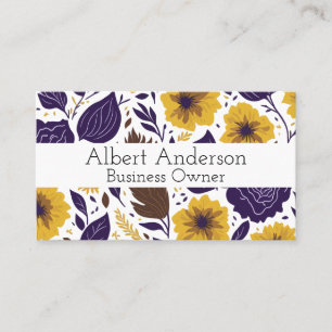 Tarjeta De Visita Patrón floral púrpura amarillo