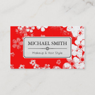 Tarjeta De Visita Patrón floral retro moderno estilo pelo de maquill