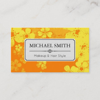 Tarjeta De Visita Patrón floral retro moderno estilo pelo de maquill