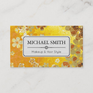 Tarjeta De Visita Patrón floral retro moderno estilo pelo de maquill