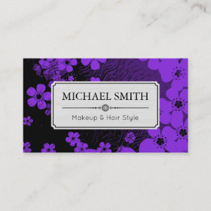 Tarjeta De Visita Patrón floral retro moderno estilo pelo de maquill