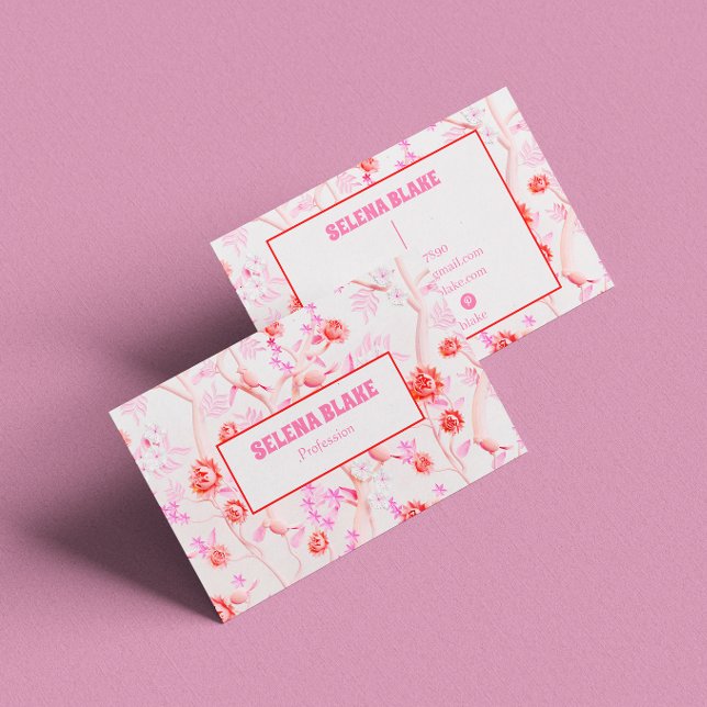 Tarjeta De Visita Patrón floral rosa elegante | Moderna y moderna (Subido por el creador)
