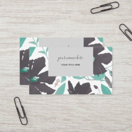 Tarjeta De Visita Patrón floral Verde azulado Clematis Gray