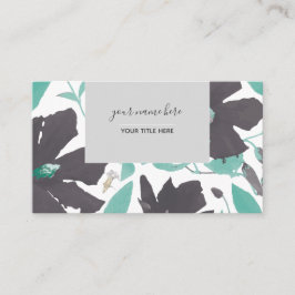 Tarjeta De Visita Patrón floral Verde azulado Clematis Gray