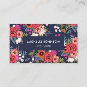 Tarjeta De Visita Patrón floral vibrante de Boho