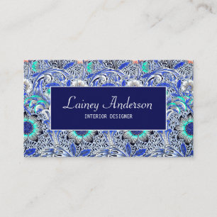 Tarjeta De Visita Patrón floral Vintage bonito Azul William Morris