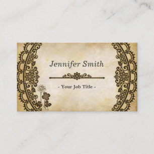 Tarjeta De Visita Patrón floral vintage con papel antiguo