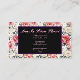 Tarjeta De Visita Patrón Floral Vintage Florista