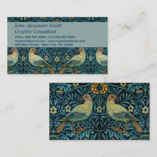 Tarjeta De Visita Patrón floral y de pájaros de William Morris