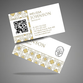 Tarjeta De Visita Patrón geométrico Art Déco de oro moderno