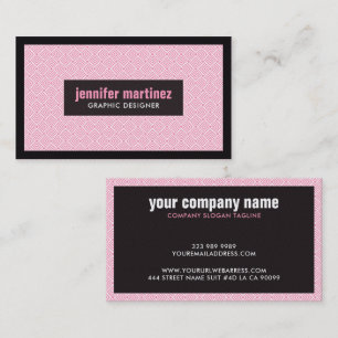 Tarjeta De Visita Patrón geométrico de ArtDeco rosa blanco y negro