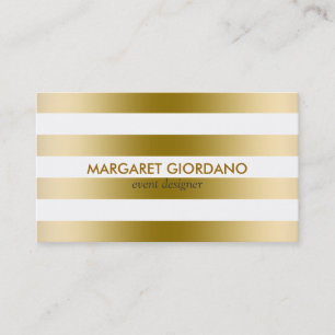 Tarjeta De Visita Patrón geométrico de bandas de oro monogramadas