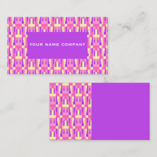 Tarjeta De Visita Patrón geométrico de bloque de píxeles rosa pastel