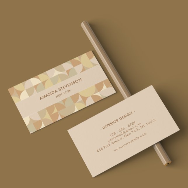 Tarjeta De Visita Patrón geométrico de color neutro (Subido por el creador)