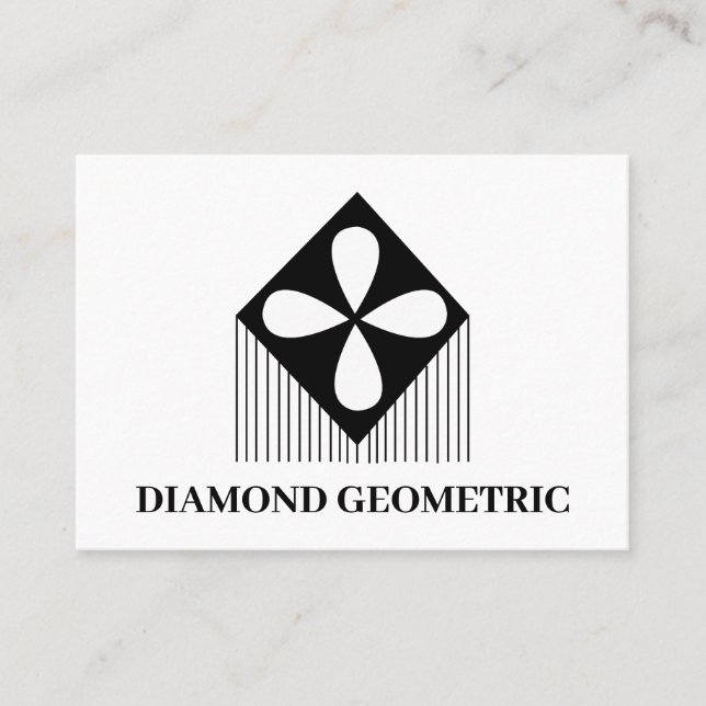Tarjeta De Visita Patrón geométrico de diamantes Negro y Blanco (Anverso)