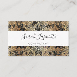 Tarjeta De Visita Patrón geométrico de mármol y oro