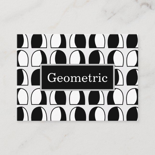 Tarjeta De Visita Patrón geométrico de semicírculo blanco y negro (Anverso)